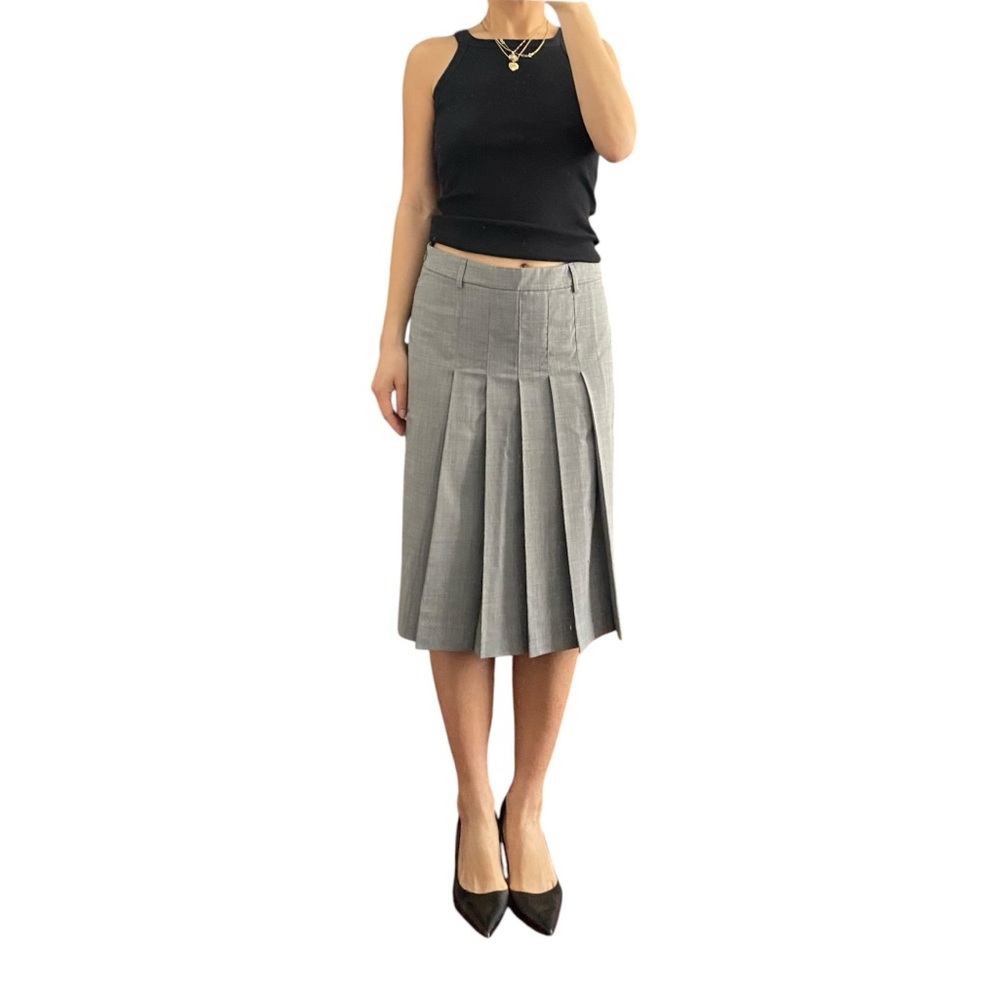 Theory Wool Blend Gray Pleated Skirt Size US 2
